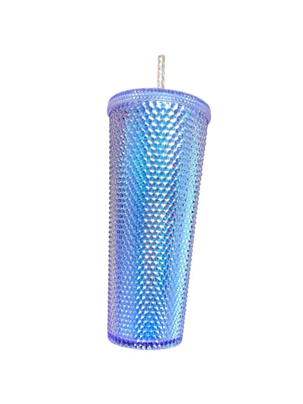 Starbucks 2021 Lilac 24oz Iridescent Diamond Textured Tumbler With Lid & Straw